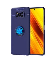 Xiaomi Poco X3 Kılıf Zore Ravel Yüzüklü Silikon Kılıf (Mavi)