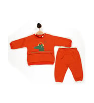 Kidaxi Erkek Bebek Timsah Desenli Eşofman Takım 3-6/6-9/9-12/18-24 Ay (Kiremit)