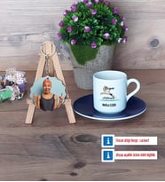 Kadın Yüzme Antrenörü Türk Kahvesi Fincanı Ahşap Altlıklı ve Fotoğraflı Ahşap Anahtarlık Hediye (Model 4)