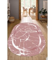 Dijital Baskılı Kaymaz Taban Yıkanabilir Oval Salon Halısı Mutfak Halısı Yolluk NDO-SD-576 (Pembe)