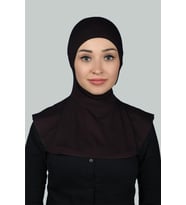 Kadın Tesettür Pratik Boyunluklu Hijab - Sporcu Bone (Koyu Kahverengi )