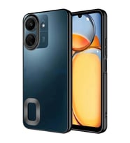 Xiaomi Redmi 13C Kılıf Logo Yeri Açık Kamera Lens Korumalı Renkli Kenarlı Şeffaf Silikon (Siyah)