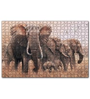 Cakapuzzle Doğada Fil Ayleleri Kuşlar Görseli  Puzzle Yapboz MDF (Ahşap) (255 Parça)