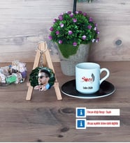 Savcı Türk Kahvesi Fincanı Ahşap Altlıklı ve Fotoğraflı Ahşap Anahtarlık Hediye (Model 7)