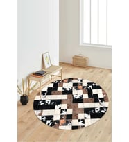 Dijital Baskılı Kaymaz Taban Yıkanabilir Yuvarlak Salon Halısı Koridor Halısı Paspas NDY-HT-1029 (Çok Renkli)