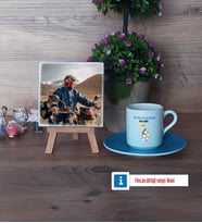 Metalurji ve Malzeme Mühendisi Fotoğraflı Dekoratif Taş, Ahşap Altlıklı Türk Kahvesi Fincanı Hediye (Model 5)
