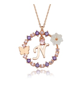 Manolya Çiçeği Düşler Işıltısı 14K Rose Gold Kadın Kolye (503)