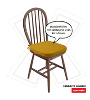 XPERMATE StandartFit Oval Sandalye Minderi Fermuarlı Yıkanabilir Kılıf Bağcıklı Su ve Yağ İtici 42x42x5 cm (Hardal)