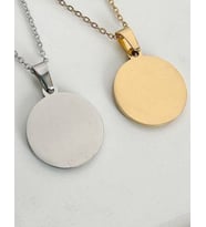 Çizgisel fotoğraflı çelik kolye (Gold)