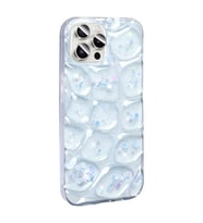 iPhone 15 Pro Max Kılıf Simli 3D Desenli Hacar Kılıf (Beyaz)