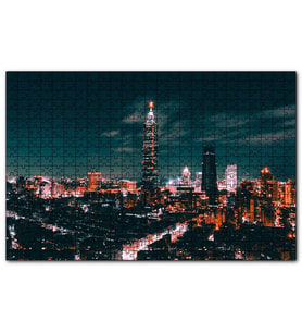 Cakapuzzle Tayvan Taipei Gece Şehir Manzarası  Puzzle Yapboz MDF (Ahşap) (255 Parça)