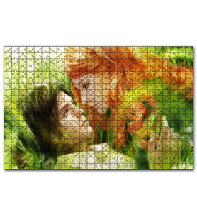 Cakapuzzle Yeşillikler Arasındaki Genç Kız ve Erkek Çizim  Puzzle Yapboz MDF (Ahşap) (255 Parça)