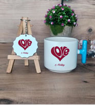 Love Sevgili Hediye Seti Kupa Bardak T Kulplu ve Anahtarlık Sevgiliye Sevgililer Günü Hediyesi (Model 3)