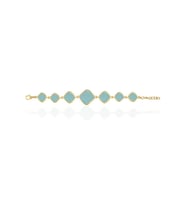 Kadir Jewellery 22 Ayar Altın Kaplama Zirkon Taşlı Ayarlanabilir Zincir Bileklik (Açık Mavi)