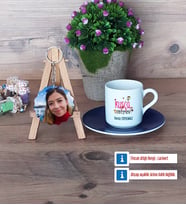 Rusça Öğretmeni Türk Kahvesi Fincanı Ahşap Altlıklı ve Fotoğraflı Ahşap Anahtarlık Hediye (Model 4)