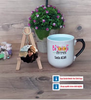 Biyoloji Öğretmeni Kupa Bardak Beyaz ve Fotoğraflı Ahşap Anahtarlık Hediye (Model 10)