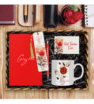 eJOYA Öğretmenlere Özel Tasarım Defter & Kalem & Kupa & Akrilik Kitap Ayracı Hediye Kutusu 114391 (Kırmızı)