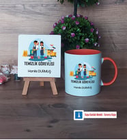 Temizlik Görevlisi Dekoratif Taş, Kupa Bardak Kırmızı Hediye (Model 12)