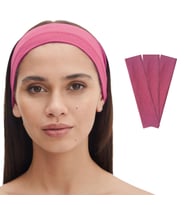 3'lü Spor Kadın Erkek Saç Bantları, Elastik Kaymaz İnce Ter Emici Esnek Genç Saç Bandı Bandana, Kadın Makyaj Yüz Yıkama Koşu Dans Fitness Yoga Pilates Bisiklet İçin Saç Bandı Taç, Kadın & Erkek Pamuk Atletik Egzersiz Ter Bandı Düz Renk Kafa Bandı (Pembe M