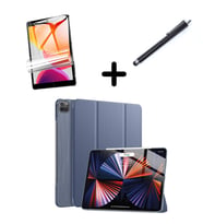 Apple iPad Pro 11 1. 2. 3. 4. Nesil Kılıf Set PU Deri Smart Tablet Kilifi Ekran  (Leylak)