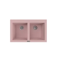 POLEX Cristalüx Granit Eviye P-2XLN 2 Hazneli Tezgah Altı Ve Tezgah Üstü Mutfak Evyesi 80,5x51,5cm (Pembe)