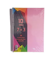 7+3 Ayraçlı Defter 10 Konulu 300 Yaprak 1 Adet 7 Kareli 3 Çizgili Spralli Plastik Kapak Seperatörlü (Pembe)