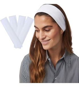 4'lü Spor Saç Bantları - Elastik Kaymaz İnce Saç Ter Kafa Bandı Bandana, Kadın & Erkek Koşu Fitness Yoga Pilates Makyaj Yüz Yıkama Atletik Egzersiz Saç Bandı (Beyaz)