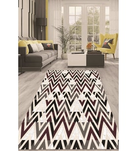 Dijital Kaymaz Taban Yıkanabilir Modern Renkli Salon Halısı Mutfak Halısı Yolluk ND-HT-777 (Kahverengi)