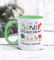 Sınıf Öğretmeni Tasarımlı Kişiye Özel Kupa Bardak (Yeşil)