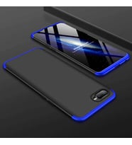 Oppo AX7 Kılıf Zore Ays Full Koruma Kılıf (Siyah-Mavi)