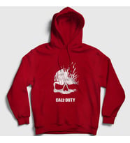 Presmono Unisex Gri Skull Call Of Duty Kapüşonlu Sweatshirt 27353tt (Kırmızı)