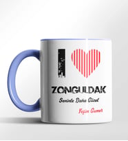 Kişiye Özel Zonguldak Seninle Daha Güzel Tema Siyah Renk Kupa (Mavi)