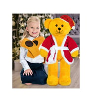 80 Cm Noel Baba Şapkalı Ayıcık Yeni Yıl , Yılbaşı Hediyesi (Sarı)