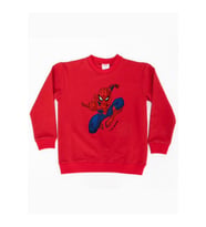Spiderman baskılı örümcek adam pamuklu kumaş çocuk sweatshirt (Kırmızı)