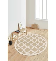 Dijital Baskılı Kaymaz Taban Yıkanabilir Yuvarlak Salon Halısı Koridor Halısı Paspas NDY-SD-511 (Bej)