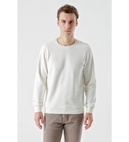 Slimfit  Bisiklet Yaka Düz Renk 2 iplik Erkek Sweatshirt (Beyaz)