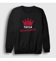 Presmono Unisex Beyaz Backgammon Queen Tavla Kraliçesi Oyun V3 Sweatshirt 418022tt (Siyah)