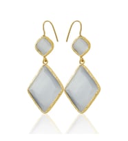 Kadir Jewellery 22 Ayar Altın Kaplama Kadın Sallantılı Küpe -El İşçiliği Ve Hipoalerjenik Küpe (Gri)