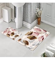 Banyo Halısı Ikili Klozet Takımı Kaymaz Tabanlı (60 xm x 100 cm + 40 cm x 60 cm)  (Pembe)