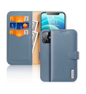 Dux Ducis iPhone 12 - 12 Pro Kılıf Mıknatıslı Cüzdanlı Deri Kılıf Hivo Series (Mavi)