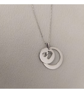 El ve Ayak Desenli Gümüş Kolye (Rose)