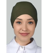 Kadın Pratik Dikişsiz Bağcıklı Kaymayan Tesettür Penye Bone (Haki)