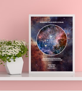 Kişiye Özel Deep Space Gökyüzü Haritası (Beyaz)