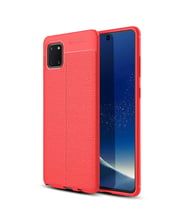 Microsonic Samsung Galaxy A81 (Note 10 Lite) Kılıf Deri Dokulu Silikon (Kırmızı)