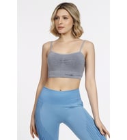 Miorre İnce Askılı Desteksiz Seamless Spor Sütyen (Gri)