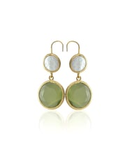 Kadir Jewellery 22 Ayar Altın Kaplama Kadın İnci Küpe -El İşçiliği Ve Hipoalerjenik Küpe (Zeytin Yeşili)