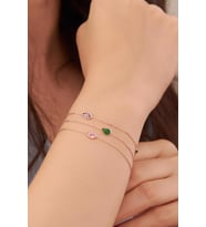 DAMLA RENKLİ ZİRKON TAŞLI ÜÇ ZİNCİRLİ GÜMÜŞ BİLEKLİK (Bronz)