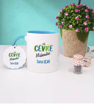 Çevre Mühendisi Kupa Bardak ve Anahtarlık (Mavi)