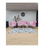 Papatya Çay Seti Koltuk Takımı Gold Sivriltme Ayak, Balkon, Salon, Ofis, Cafe Koltuk Takımı (Pembe)