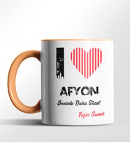 Kişiye Özel Afyon Seninle Daha Güzel Tema Siyah Renk Kupa (Turuncu)